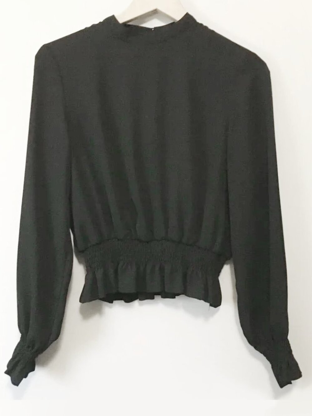 H&M Elegant Black Sheer Mock Neck Dark Coquette Goth Chic Blouse 4